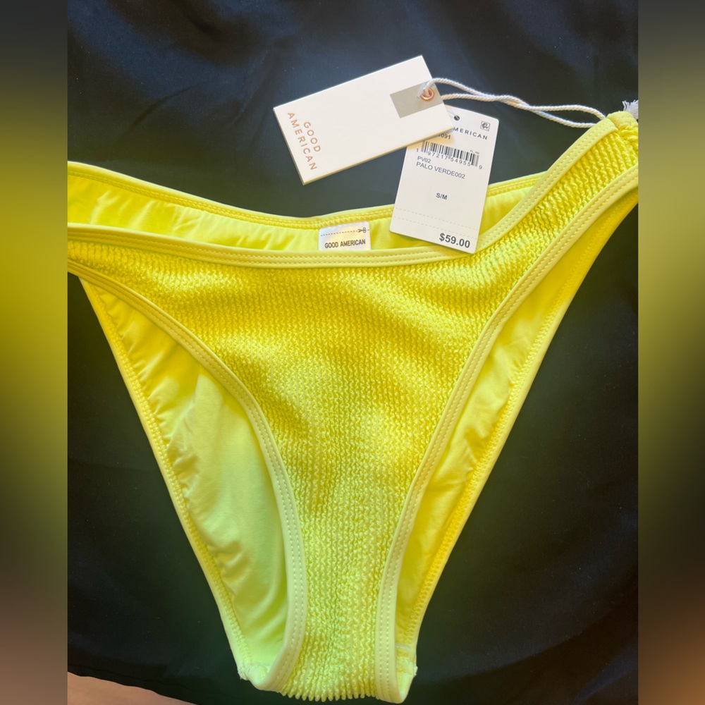 Good American Yellow and Green Textured Bikini